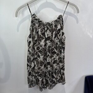 INC International Concepts Flowy Floral Top Women's Size M Black and White